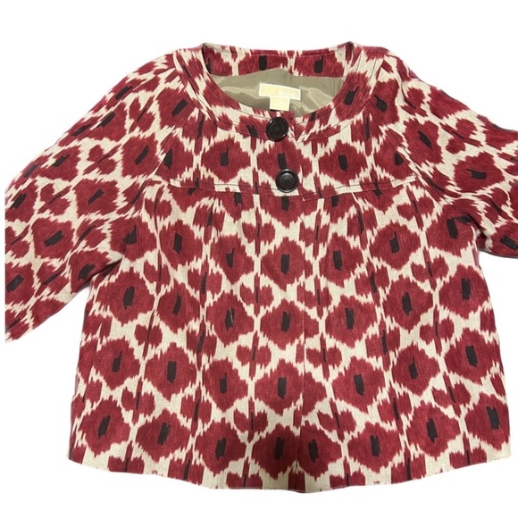 Michael Kors Red, Tan and Black 100% Linen Cropped Jacket Blazer Womens Size 1X - Picture 2 of 5